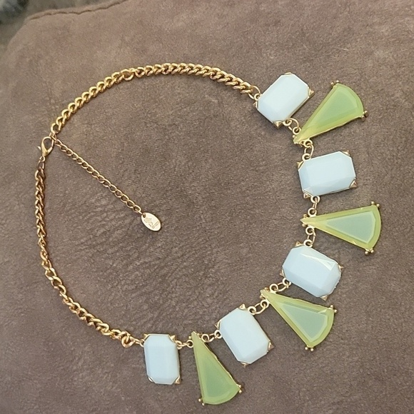 ETC! Mint Neon Green Geometric Mod Bib Necklace - Picture 2 of 7